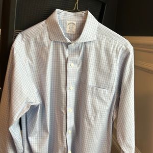 Brooks Brother non-iron dress shirt, black/blue box, size 15.5/32 regent fit.